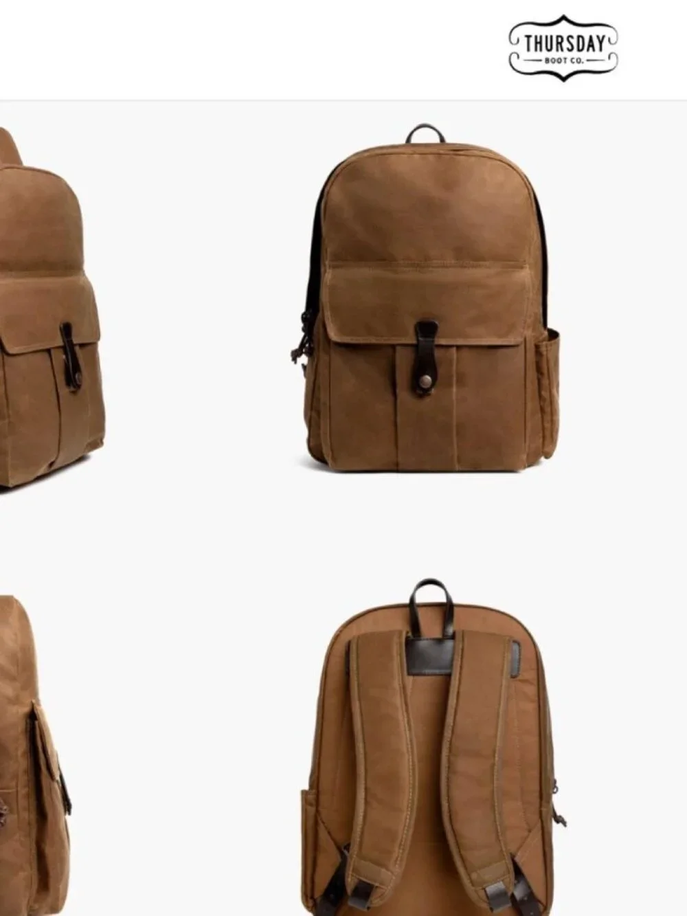 Thursday Boot Co Waxed Canvas Leather Adventurer Backpack Brown $295 MSRP